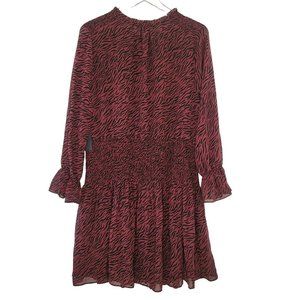 Black Tape Long Sleeve Zebra Print Dress Ruffle